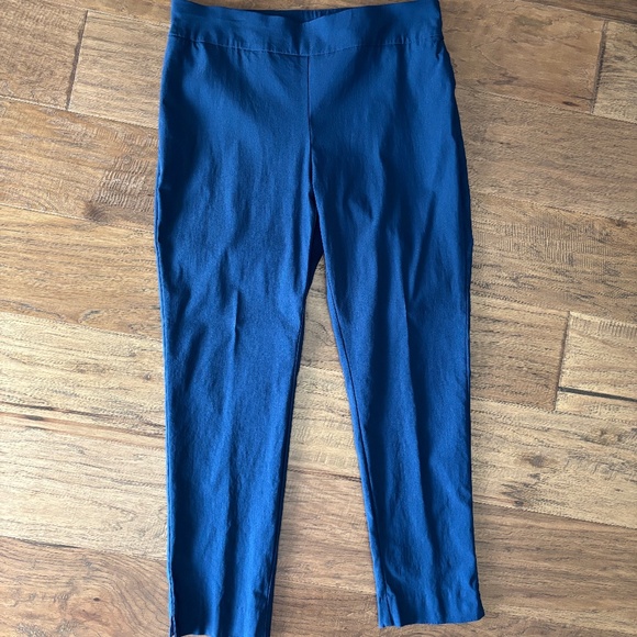 Chico's Size 2 Blue Pull On Dress Career Straight Leg Pants Women's size 12 - Picture 1 of 10